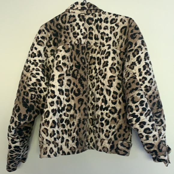 Vintage Gene Ewing BIS Wrinkled Rich Denim Quilted Leopard Print Coat Size Small - Picture 4 of 16